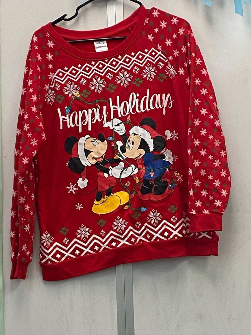 Disney Red Mickey & Minnie Holiday Crewneck Sweatshirt